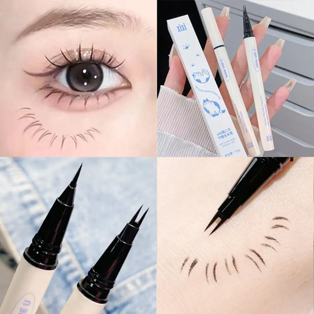 

Non-smudge Double Forked Eyeliner Long Lasting Black Brown Lower Eyelash Pen 2 Fork Tip Ultra-fine Wild Eyebrow Tattoo Pencil