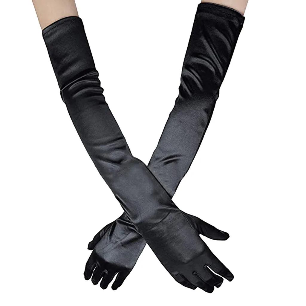 

Women's Evening Party Formal Gloves Wedding Solid Color Satin Long Finger Mittens for Events Activities longs gants de mariage