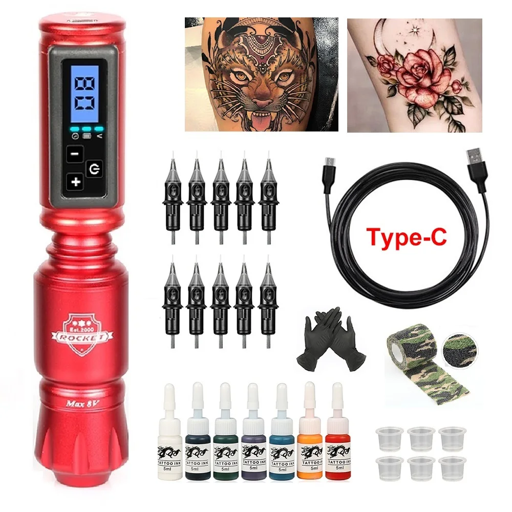 Professional Tattoo Rotary Machine Pen Wireless Set With Power Battery Needles Cartridge Kit Power Supply Rocket Mini Tattoo Gun
Professional Tattoo Rotary Machine Pen Wireless Set With Power Battery Needles Cartridge Kit Power Supply Rocket Mini Tattoo Gun