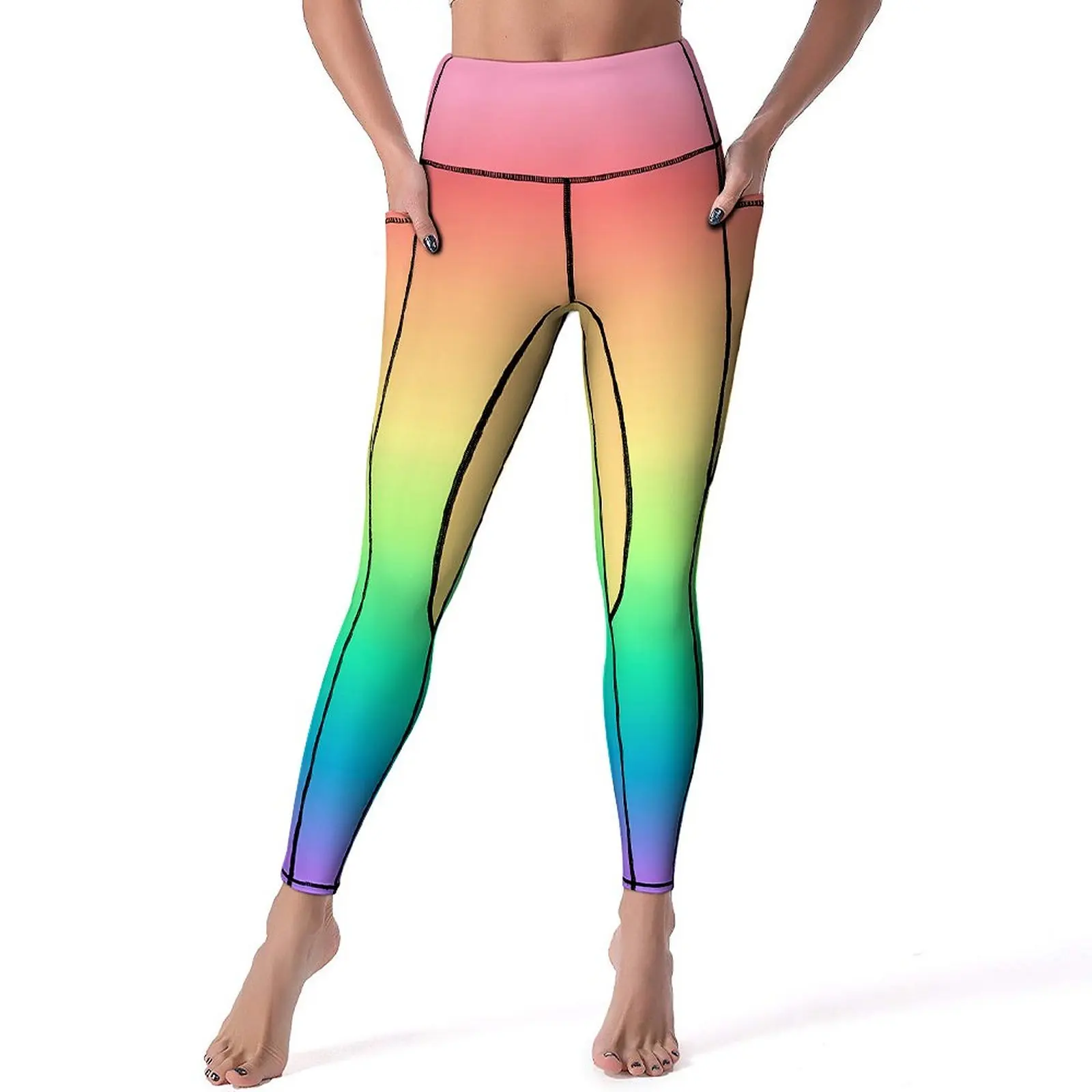 

Ombre Gradient Leggings Sexy Pastel Rainbow Fitness Running Yoga Pants High Waist Stretch Sports Tights Vintage Graphic Leggins