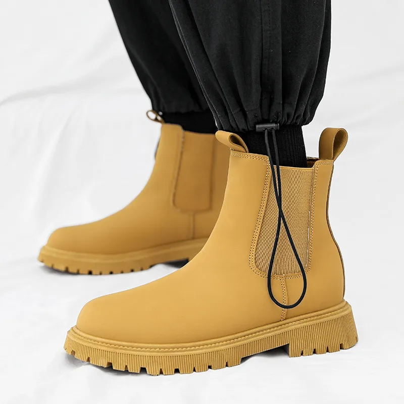 Designer Platform Boots Men Fashion Yellow Mens Chelsea Boots Slip On Leather Ankle Boots Men Casual Chunky Shoes Botines Mujer
Designer Platform Boots Men Fashion Yellow Mens Chelsea Boots Slip On Leather Ankle Boots Men Casual Chunky Shoes Botines Mujer