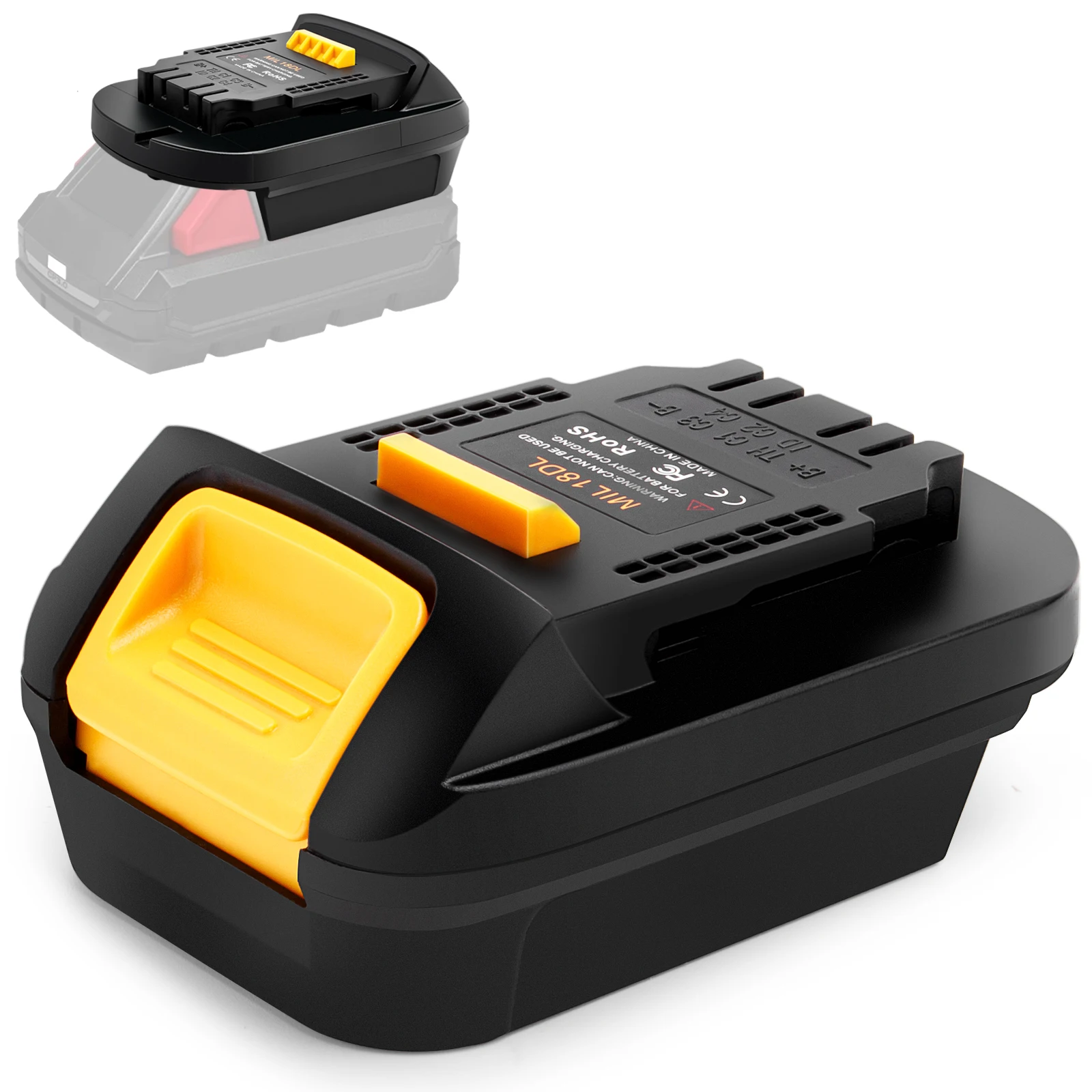 Battery Adapter for Milwaukee M18 18v Lithium Battery to DeWalt 18/20v Lithium Tool Battery Adapter
Battery Adapter for Milwaukee M18 18v Lithium Battery to DeWalt 18/20v Lithium Tool Battery Adapter