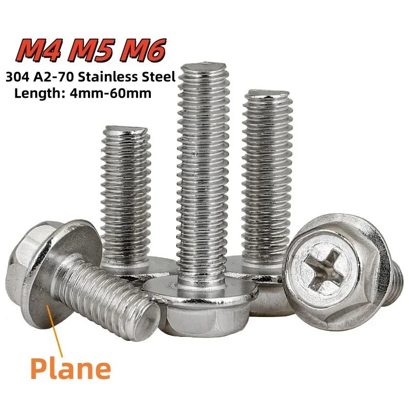Фланцевые болты из нержавеющей стали M4 M5 M6 20/50/100 шт. 
Фланцевые болты из нержавеющей стали M4 M5 M6 20/50/100 шт.