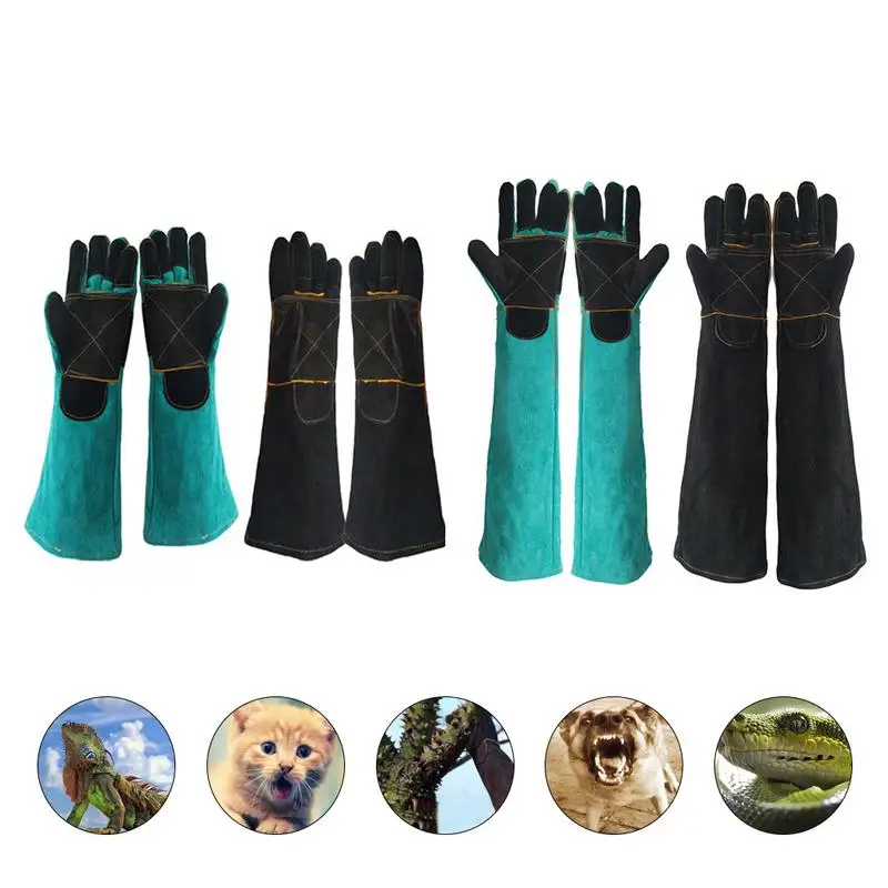

Animal Biteresistant Gloves Twolayer Leather Support Antithorn Pet Training Glove Cuttingproof Animal Handling Gloves
