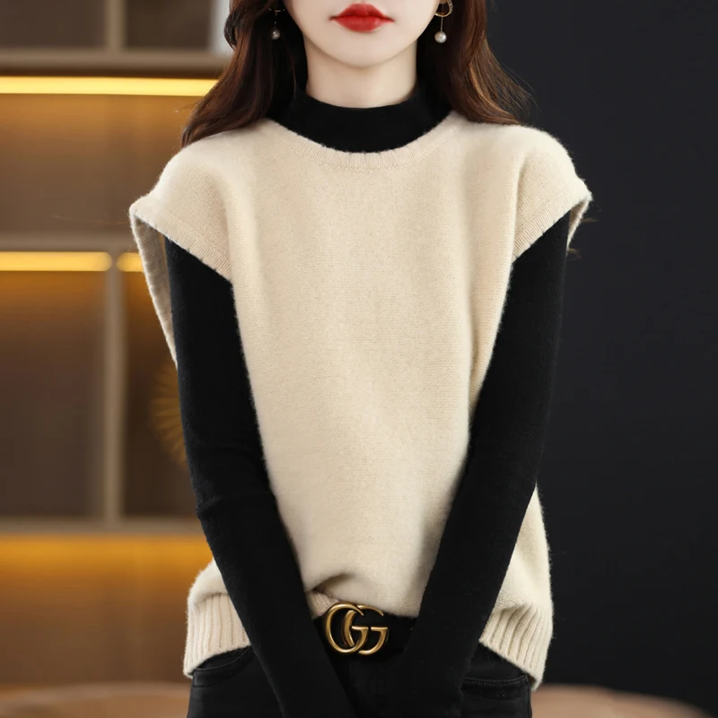 100% Merino Wool Vest Women's Round neck Pullover Vest Casual Knitting Loose Tops Fashion Korean Vest
100% Merino Wool Vest Women's Round neck Pullover Vest Casual Knitting Loose Tops Fashion Korean Vest