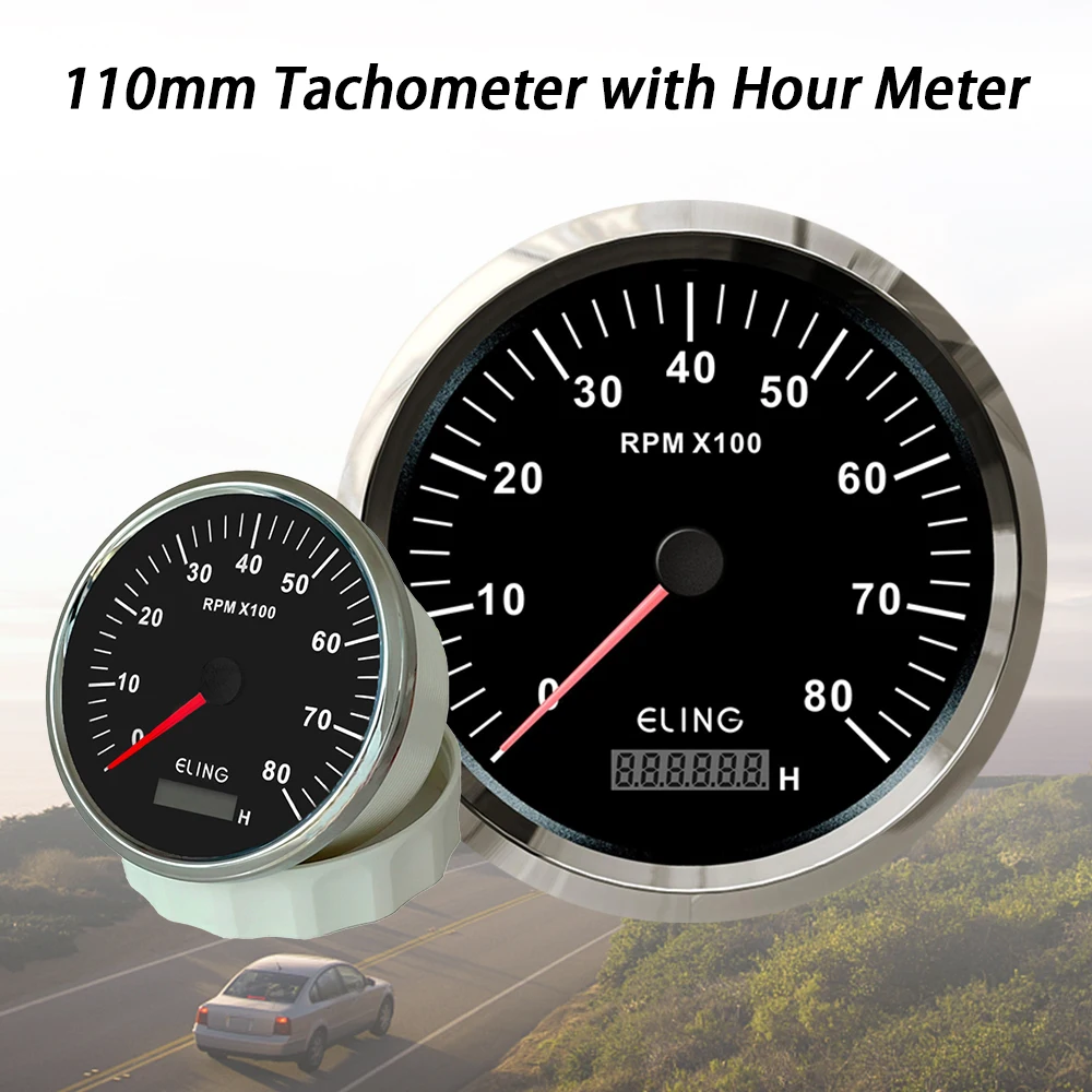 ELING Popular Car 110mm Tachometer 0-8000RPM Tach Gauge With Hour Meter And Red Yellow Backlight For Truck Boat Yacht
ELING Popular Car 110mm Tachometer 0-8000RPM Tach Gauge With Hour Meter And Red Yellow Backlight For Truck Boat Yacht
