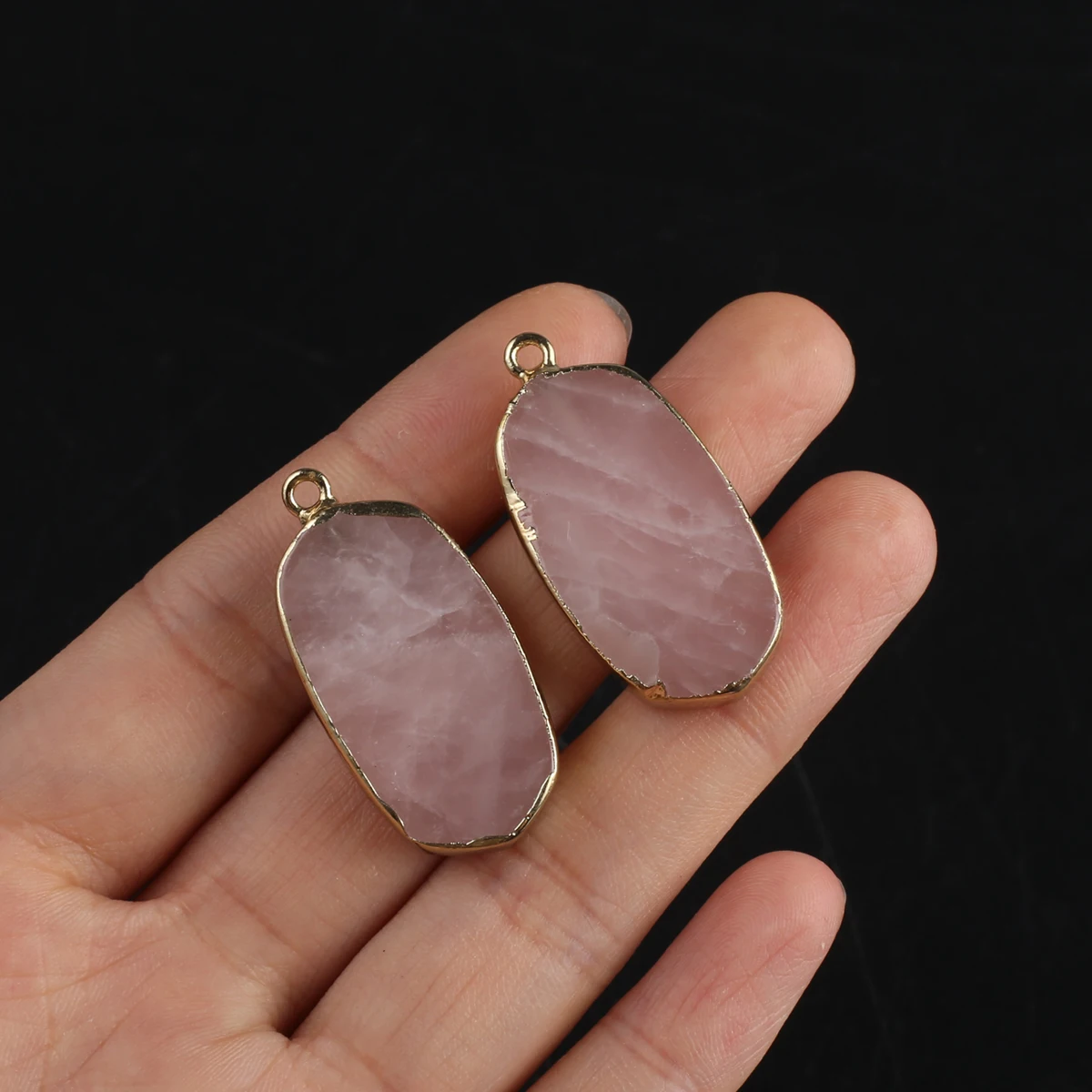2 PCS Natural Semiprecious Stone Rose Quartz Pendant Charm Jewelry Making DIY Necklace Earrings Accessories Gift 
2 PCS Natural Semiprecious Stone Rose Quartz Pendant Charm Jewelry Making DIY Necklace Earrings Accessories Gift