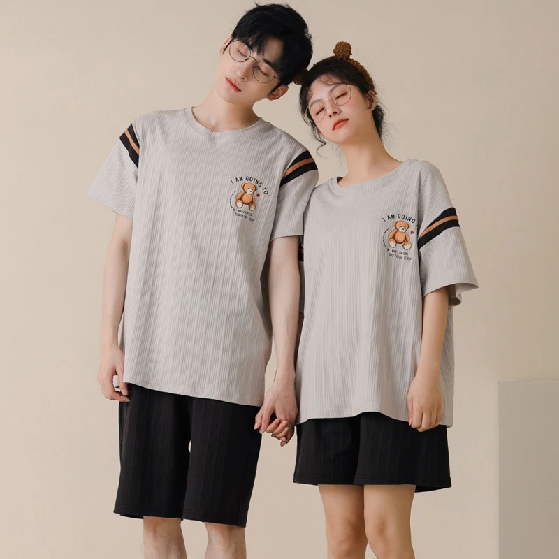 2022 Summer Couple Cotton Short Sleeve Shorts Pajama Sets for Men Korean Cute Sleepwear Suit Pyjamas Women Homewear Home Clothes
2022 Summer Couple Cotton Short Sleeve Shorts Pajama Sets for Men Korean Cute Sleepwear Suit Pyjamas Women Homewear Home Clothes