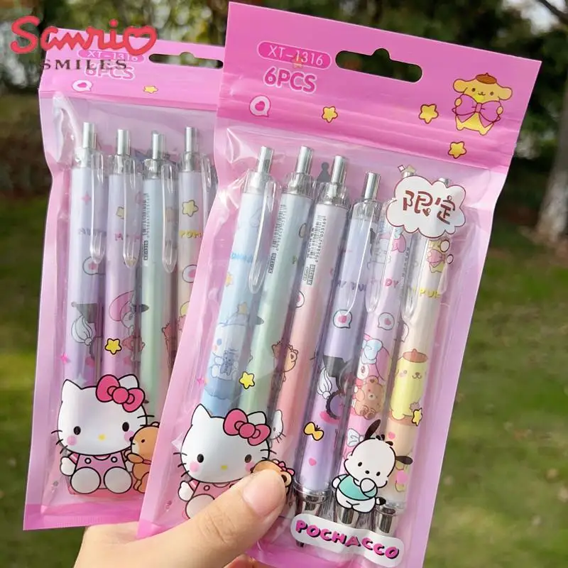 Кавайная гелевая ручка Sanrio с аниме Hello Kitty Kuromi Cinnamoroll My Melody мультяшная нейтральная ручка школьные канцелярские принадлежности подарок