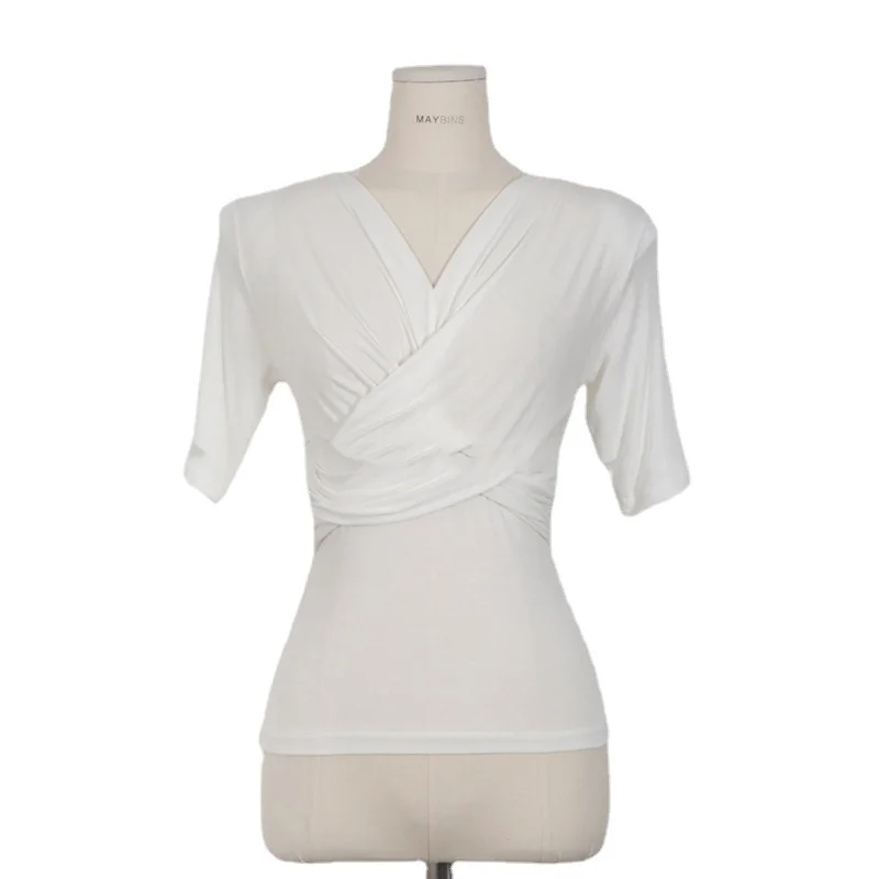 2021 Summer Solid V Neck T Shirts Women Sleeve Sexy Short Tops Crop Ladies Casual Tops Tees Female White off shoulder top
2021 Summer Solid V Neck T Shirts Women Sleeve Sexy Short Tops Crop Ladies Casual Tops Tees Female White off shoulder top