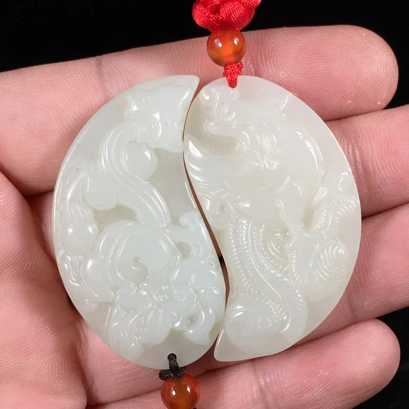 Hetian Jade White Jade Dragon and Phoenix Pendant Natural White Jade Couple Jade Pendant Necklace Simple Fashion Jewelry SP423
Hetian Jade White Jade Dragon and Phoenix Pendant Natural White Jade Couple Jade Pendant Necklace Simple Fashion Jewelry SP423