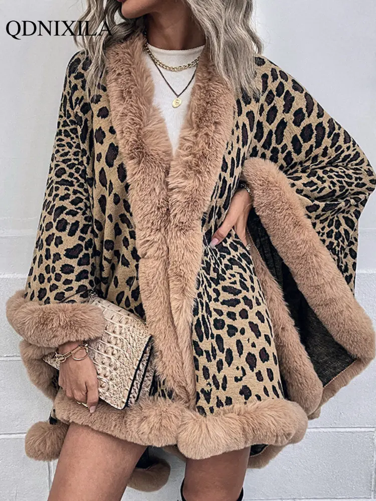 Autumn Winter 2022 Fur Collar Cape Poncho Sweater Shawl for Women Leopard Print Cardigan Thick Soft Warm Elegant Flare Sleeve
Autumn Winter 2022 Fur Collar Cape Poncho Sweater Shawl for Women Leopard Print Cardigan Thick Soft Warm Elegant Flare Sleeve