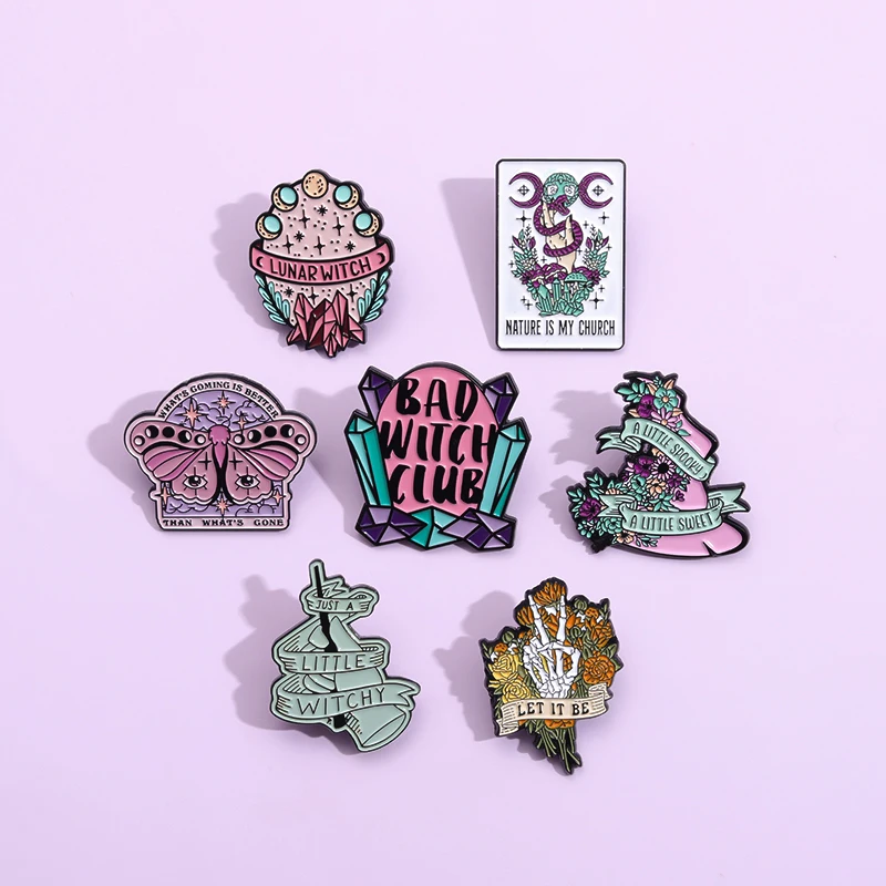 

Bad Witch Club Enamel Pin Punk Gothic Butterfly Brooch Lapel Badges Shirt Collar Clothes Jewelry Metal Pin Gift for Kids Friends
