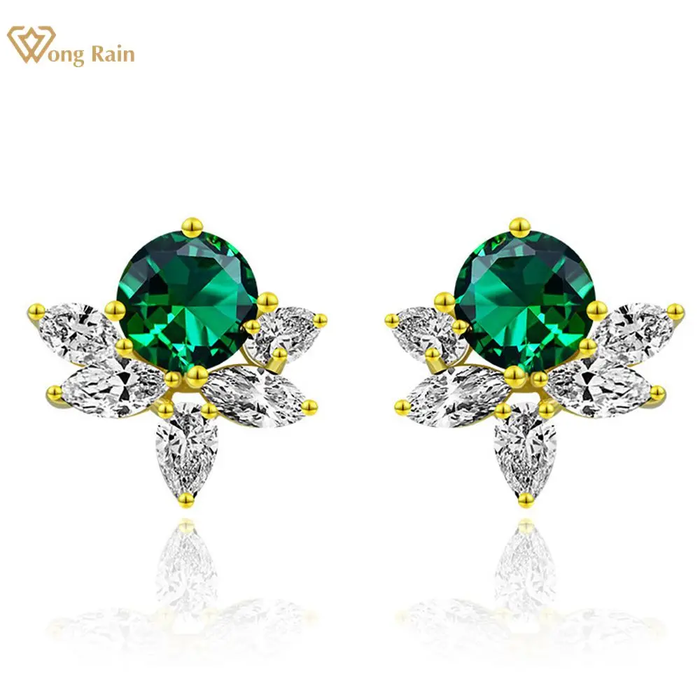 Wong Rain 925 Sterling Silver Round Cut Emerald High Carbon Diamonds Wedding Party 18K Yellow Gold Studs Earrings Fine Jewelry
Wong Rain 925 Sterling Silver Round Cut Emerald High Carbon Diamonds Wedding Party 18K Yellow Gold Studs Earrings Fine Jewelry
