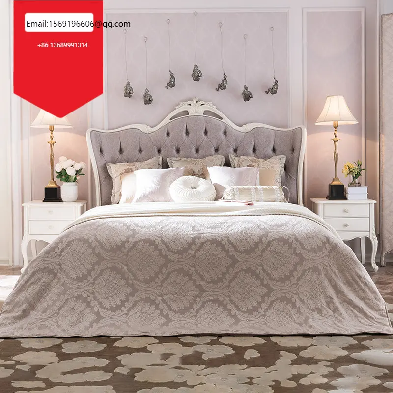 Простая мебель во французском стиле, матерчатая двойная кровать, цельная деревянная резная Европейская кровать хозяина, роскошная Свадебная кровать 1,8 м