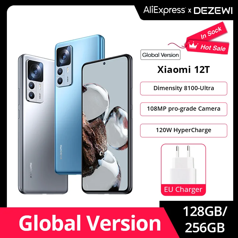 Global Version Xiaomi 12T Smartphone 128GB/256GB MTK Dimensity 8100-Ultra 108MP OIS Camera 120Hz Display 120W HyperCharge MIUI
Global Version Xiaomi 12T Smartphone 128GB/256GB MTK Dimensity 8100-Ultra 108MP OIS Camera 120Hz Display 120W HyperCharge MIUI