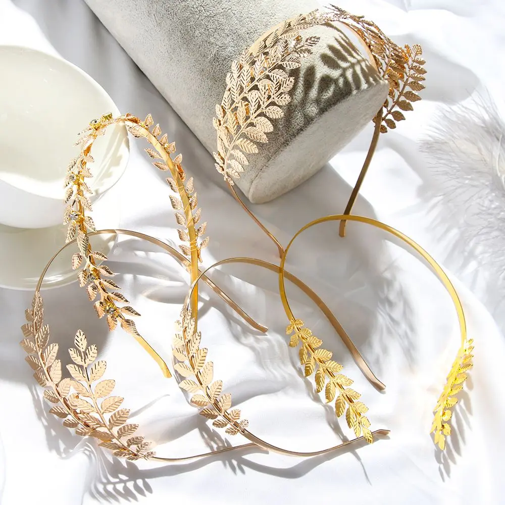 

Golden Headwear Hair Jewelry Tiara Bride Headbands Hair Hoop Leaves Hair Bands Wedding Hair Crown