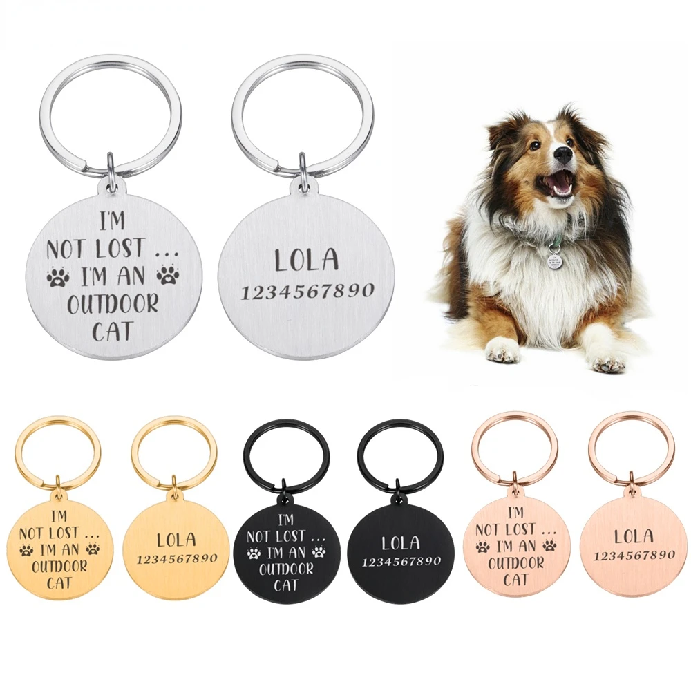 

Personalized Pet ID Tag Cat Dog Collar Nameplate Dogs Anti-lost Name Tags Customizable Engraved Necklace Chain Pets Supplies