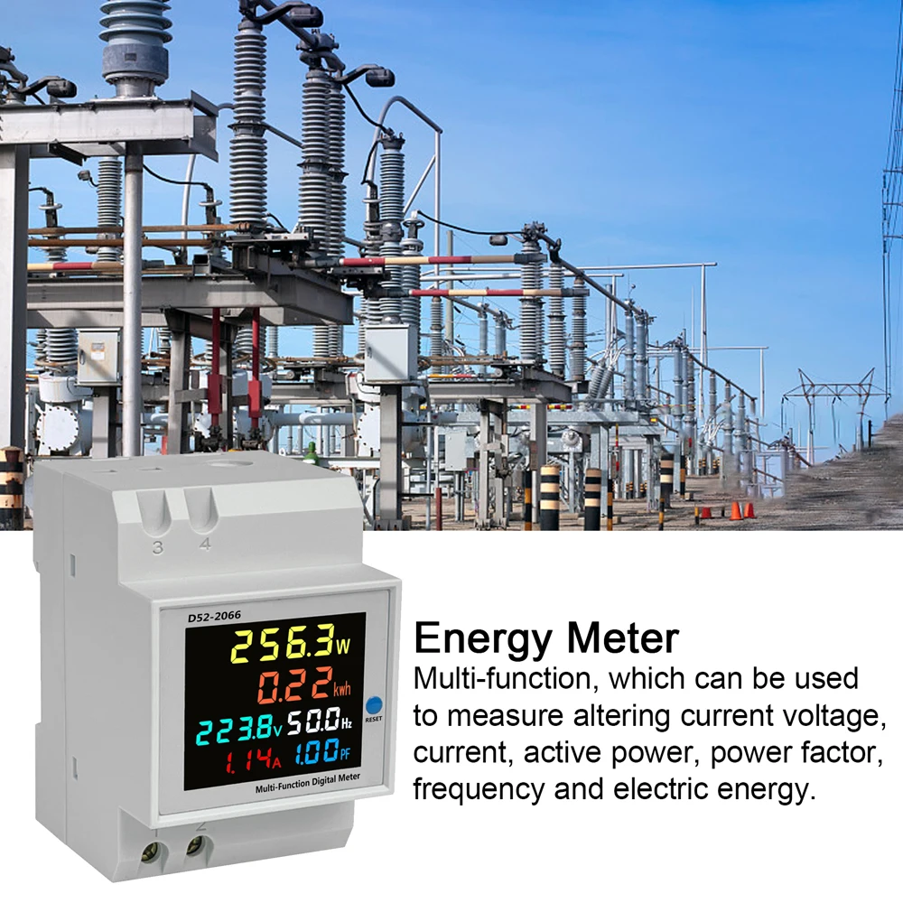 D52-2066 DIN-Rail Multi-Function Meter Colorful LCD Display Voltage Current Active Power Frequency Electric Energy Measurement
D52-2066 DIN-Rail Multi-Function Meter Colorful LCD Display Voltage Current Active Power Frequency Electric Energy Measurement