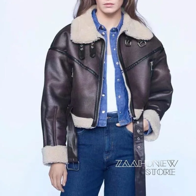 2021 Winter Women Thick Faux Leather Jacket New Warm Lamb Biker Coat Female Casual With Belt Outwear Ladies
2021 Winter Women Thick Faux Leather Jacket New Warm Lamb Biker Coat Female Casual With Belt Outwear Ladies