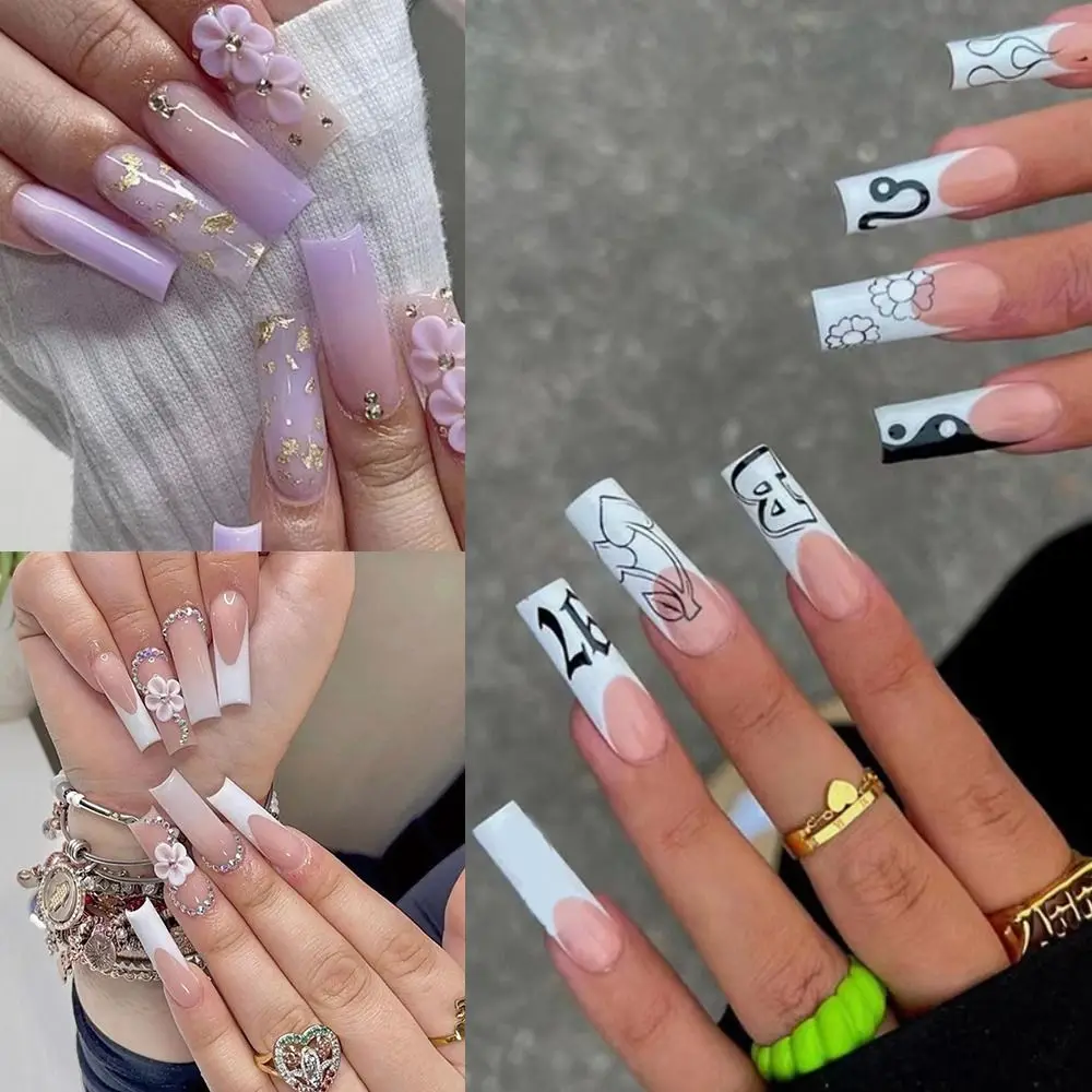24pcs Nail Tip False Nails Black White Pink DIY Flower Coffin French Long Ballerina Fake Nails
24pcs Nail Tip False Nails Black White Pink DIY Flower Coffin French Long Ballerina Fake Nails