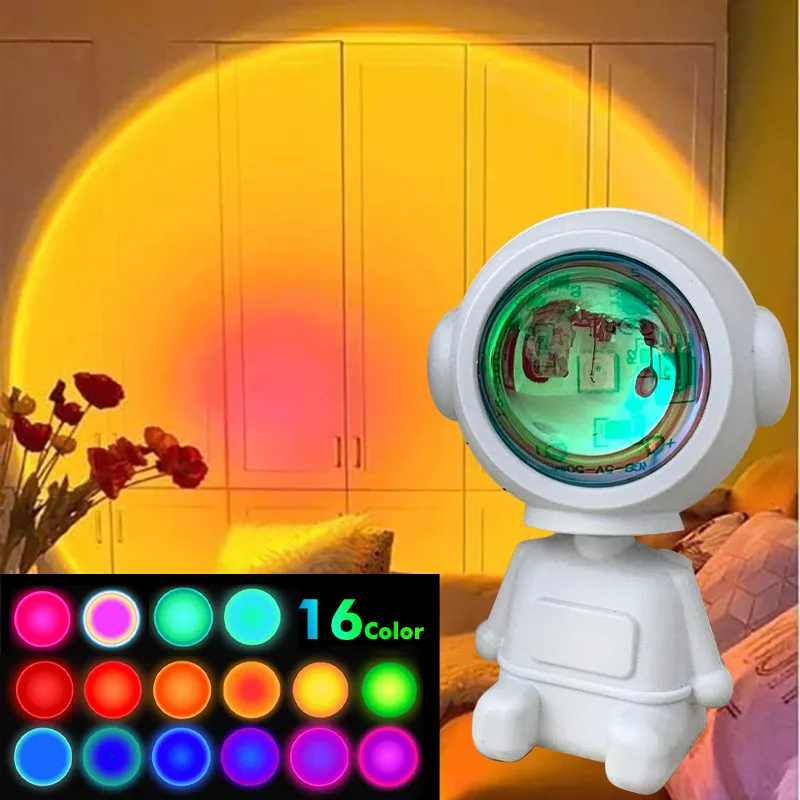 Mini Astronaut Robot RGB Projection Light Ins Atmosphere Photo LED Rainbow Lighting Portable USB Sunset Lamp Decorative Gift
Mini Astronaut Robot RGB Projection Light Ins Atmosphere Photo LED Rainbow Lighting Portable USB Sunset Lamp Decorative Gift