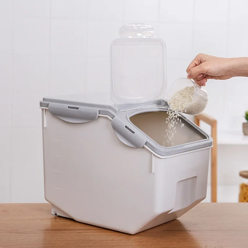 10kg 15kg Sealed Rice Storage Box Plastic Insect-proof Flour Bucket Kitchen Tank Household Containers Items Food Container
10kg 15kg Sealed Rice Storage Box Plastic Insect-proof Flour Bucket Kitchen Tank Household Containers Items Food Container