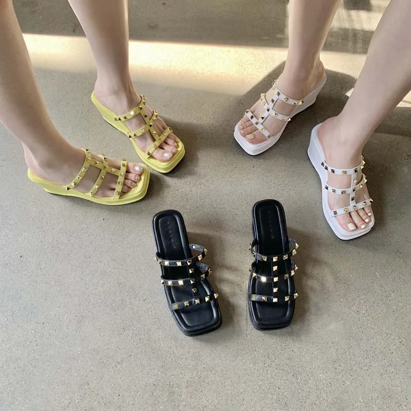 Yellow Wedge Sandals Women Rivet Platform High Heels Casual Wedges Slippers T Blet Summer Shoes White Heels Sandalias Mujer
Yellow Wedge Sandals Women Rivet Platform High Heels Casual Wedges Slippers T Blet Summer Shoes White Heels Sandalias Mujer
