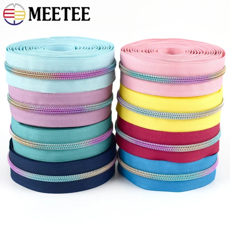 

2/3/5/10M Meetee 5# Nylon Zipper Tape Backpack Luggage Colored Zippers Roll Bag Garment Zip Repair Kit DIY Sewing Accessories