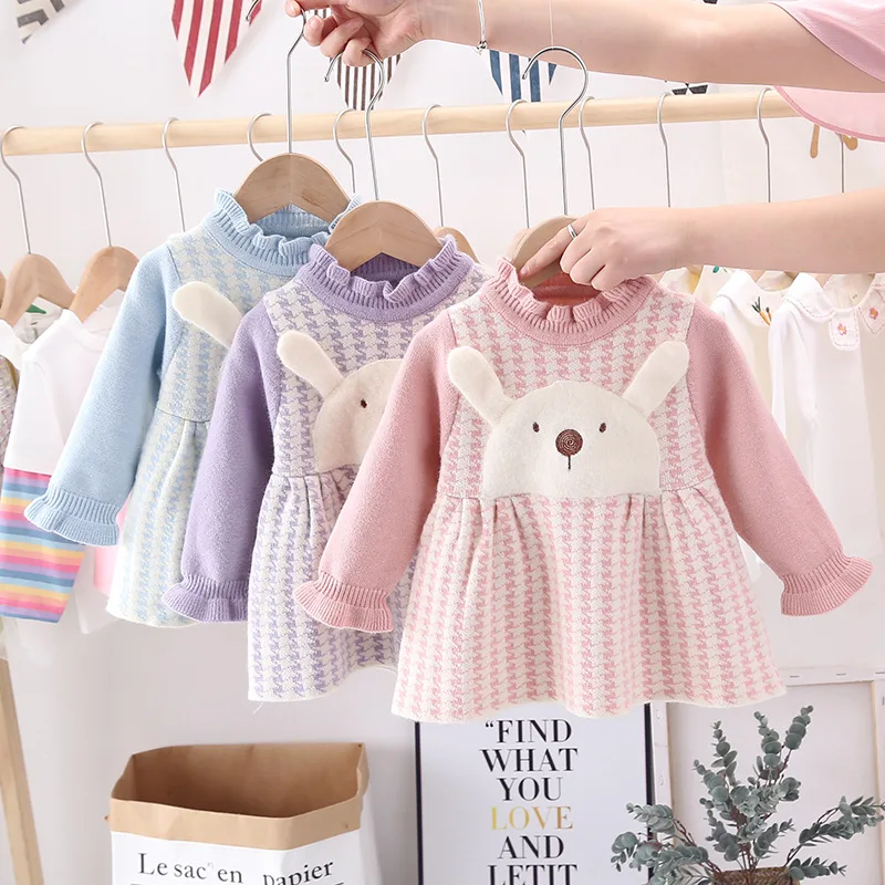Sping Autumn Girl Cotton Knitted Long Sleeve Octopus Collar Dress Kids Baby Cartoon Rabbit Embroidery Todder Birthday Dresses
Sping Autumn Girl Cotton Knitted Long Sleeve Octopus Collar Dress Kids Baby Cartoon Rabbit Embroidery Todder Birthday Dresses