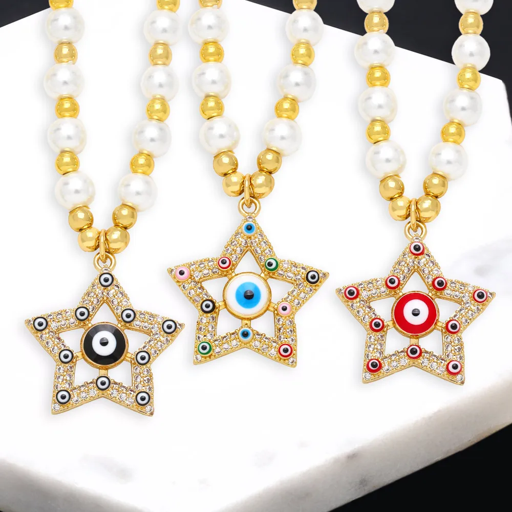V&YIDOU Fashion spirit five-pointed star High sense Devil's Eye pendant temperament pearl necklace wholesale
V&YIDOU Fashion spirit five-pointed star High sense Devil's Eye pendant temperament pearl necklace wholesale
