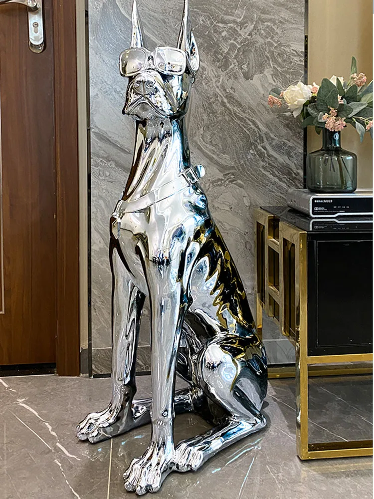 93cm Electroplated Dog Decoration Statues Luxury Home Decor Large Ffloor Figurines Sculpture Modern Soft Living Room Decoration
93cm Electroplated Dog Decoration Statues Luxury Home Decor Large Ffloor Figurines Sculpture Modern Soft Living Room Decoration