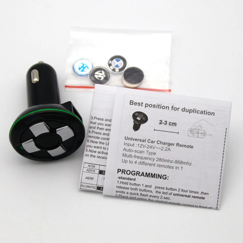 Car Charger Remote Control Fixed Code And Rolling Code 433MHz 433,92 868,92 MHz Remote Control Multi-frequency Remote Duplicator
Car Charger Remote Control Fixed Code And Rolling Code 433MHz 433,92 868,92 MHz Remote Control Multi-frequency Remote Duplicator
