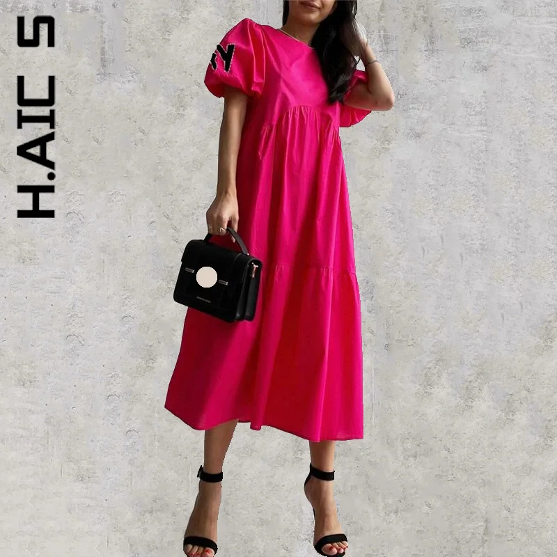 H.Aic S Women Dress New Holiday Dresses Puff Sleeve White Green Long Dress Basic Elastic Streetwear Girl Lazy Female Clothing
H.Aic S Women Dress New Holiday Dresses Puff Sleeve White Green Long Dress Basic Elastic Streetwear Girl Lazy Female Clothing