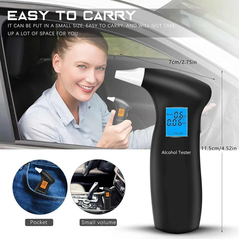 Portable Digital LCD Personal Alcohol Tester Insufflation Drink Driving Tester with 4 Mouthpieces Automatic Audible Alarm
Portable Digital LCD Personal Alcohol Tester Insufflation Drink Driving Tester with 4 Mouthpieces Automatic Audible Alarm