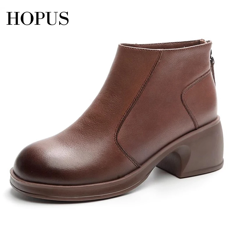 HOPUS New Women's Boots High Quality Retro British Style Chunky Shoes For Women 2023 Autumn Winter Short Boots Genuine Leather
HOPUS New Women's Boots High Quality Retro British Style Chunky Shoes For Women 2023 Autumn Winter Short Boots Genuine Leather