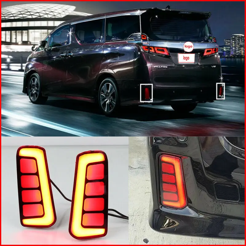 2PCS Car LED Rear Bumper Lights Red Driving Braking Lamps Left Right Assembly Retrofit Light Fit For Toyota Vellfire 2016-2018
2PCS Car LED Rear Bumper Lights Red Driving Braking Lamps Left Right Assembly Retrofit Light Fit For Toyota Vellfire 2016-2018