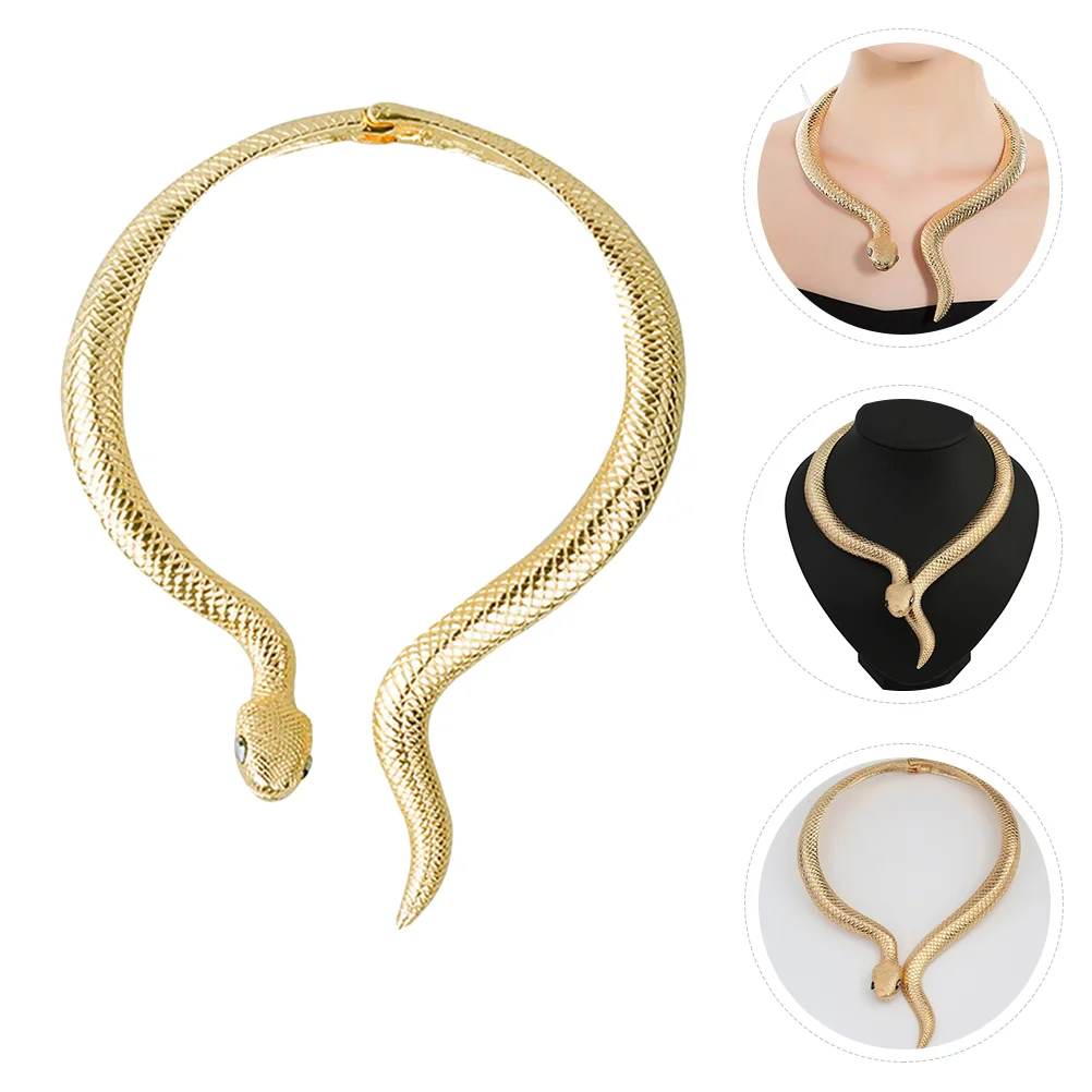 

Exaggerated Snake Necklace Choker Collar Trendy Gold Women Decoration Necklaces Shape Bib