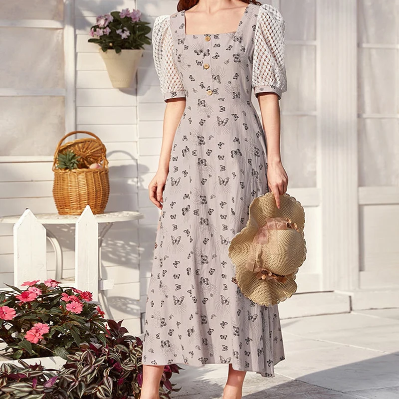 Fashion Print Patchwork Women's dress Square Neck backless High Waist women's dresses Puff Sleeves Cutout Loose Vestidos Robes
Fashion Print Patchwork Women's dress Square Neck backless High Waist women's dresses Puff Sleeves Cutout Loose Vestidos Robes