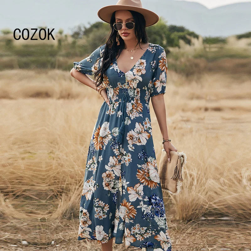 2022 Spring Summer New Women Bandage Long Dress Floral Sexy V Neck High Waist Slim A-Line Print Maxi Dress
2022 Spring Summer New Women Bandage Long Dress Floral Sexy V Neck High Waist Slim A-Line Print Maxi Dress