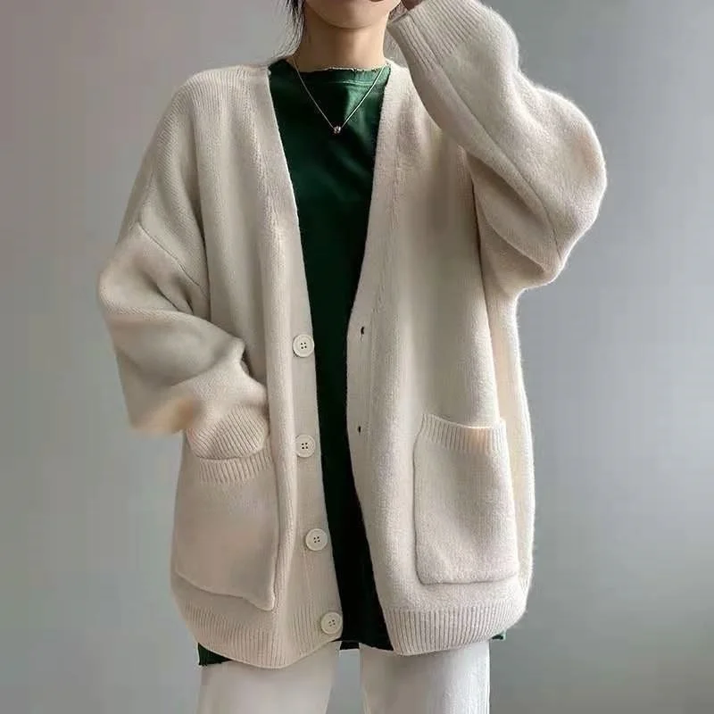 Vintage Loose Cardigans for Women Casual Autumn Cardigans V-neck Knit Sweater Female Long Sleeve Knitwear Fashion Korean Sw 2023
Vintage Loose Cardigans for Women Casual Autumn Cardigans V-neck Knit Sweater Female Long Sleeve Knitwear Fashion Korean Sw 2023