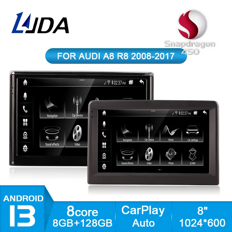 Автомобильный мультимедийный плеер LJDA Android 13 для AUDI A8 2008-2010 R8 2011-2017 автомобильное
