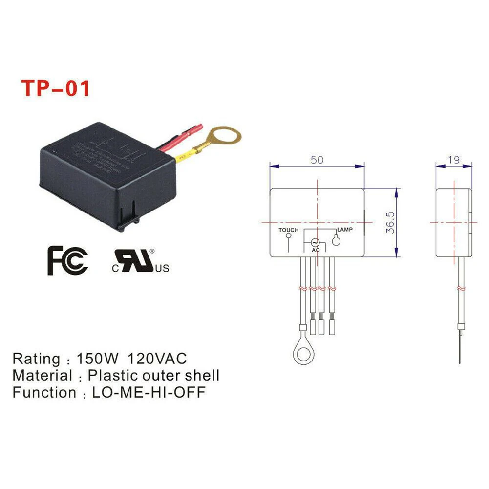 Zing Ear TP-01 ZH 3 Way Touch Lamp Dimmer Switch Control Module Sensor Desk Light Parts For Bulbs Light 120 Volt 60 Hz 150 Watt
Zing Ear TP-01 ZH 3 Way Touch Lamp Dimmer Switch Control Module Sensor Desk Light Parts For Bulbs Light 120 Volt 60 Hz 150 Watt