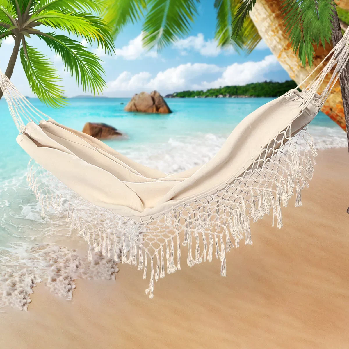 2 Person Hammock Large Brazilian Macrame Fringe Double Hammock Swing Net Chair Out/Indoor Hanging Hammock Swings
2 Person Hammock Large Brazilian Macrame Fringe Double Hammock Swing Net Chair Out/Indoor Hanging Hammock Swings