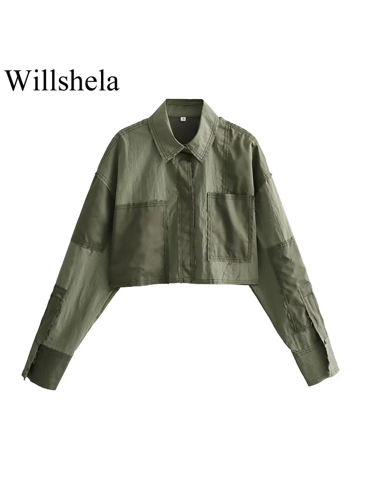Willshela Women Fashion With Pockets Patchwork Single Breasted Blouse Vintage Lapel Neck Long Sleeves Female Chic Lady Shirts
Willshela Women Fashion With Pockets Patchwork Single Breasted Blouse Vintage Lapel Neck Long Sleeves Female Chic Lady Shirts