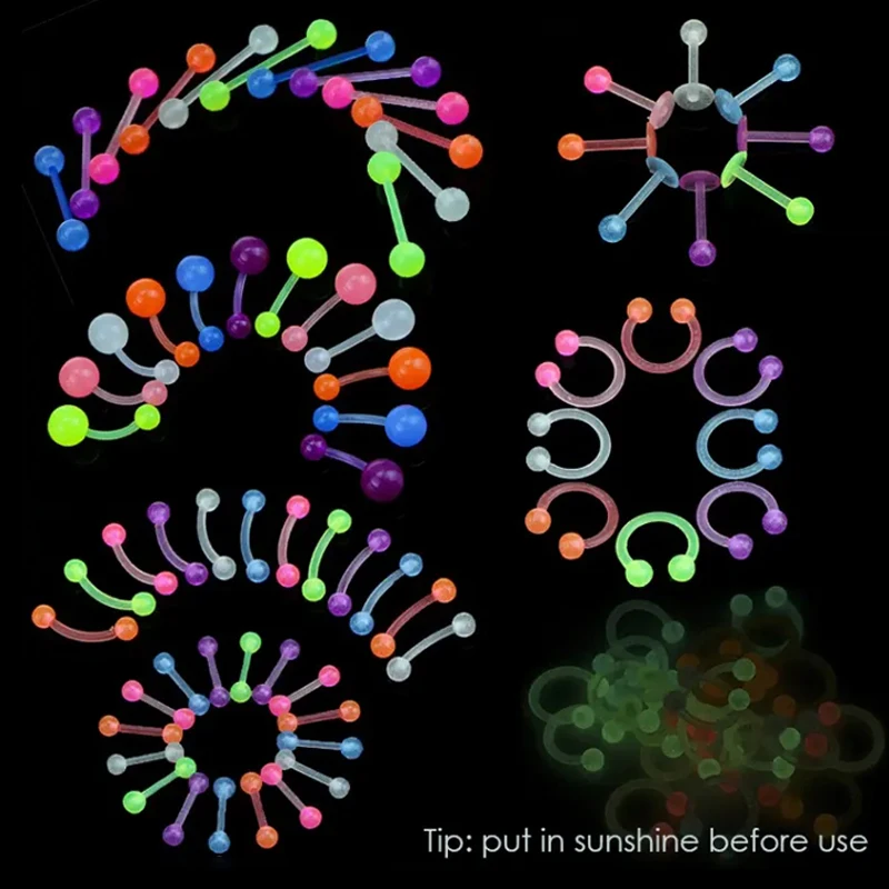 60PCS Flexible Glowing Piercing Jewelry Kit Acrylic Belly Button Ring Septum Eyebrow Tongue Piercing Labret Cartilage Earrings
60PCS Flexible Glowing Piercing Jewelry Kit Acrylic Belly Button Ring Septum Eyebrow Tongue Piercing Labret Cartilage Earrings