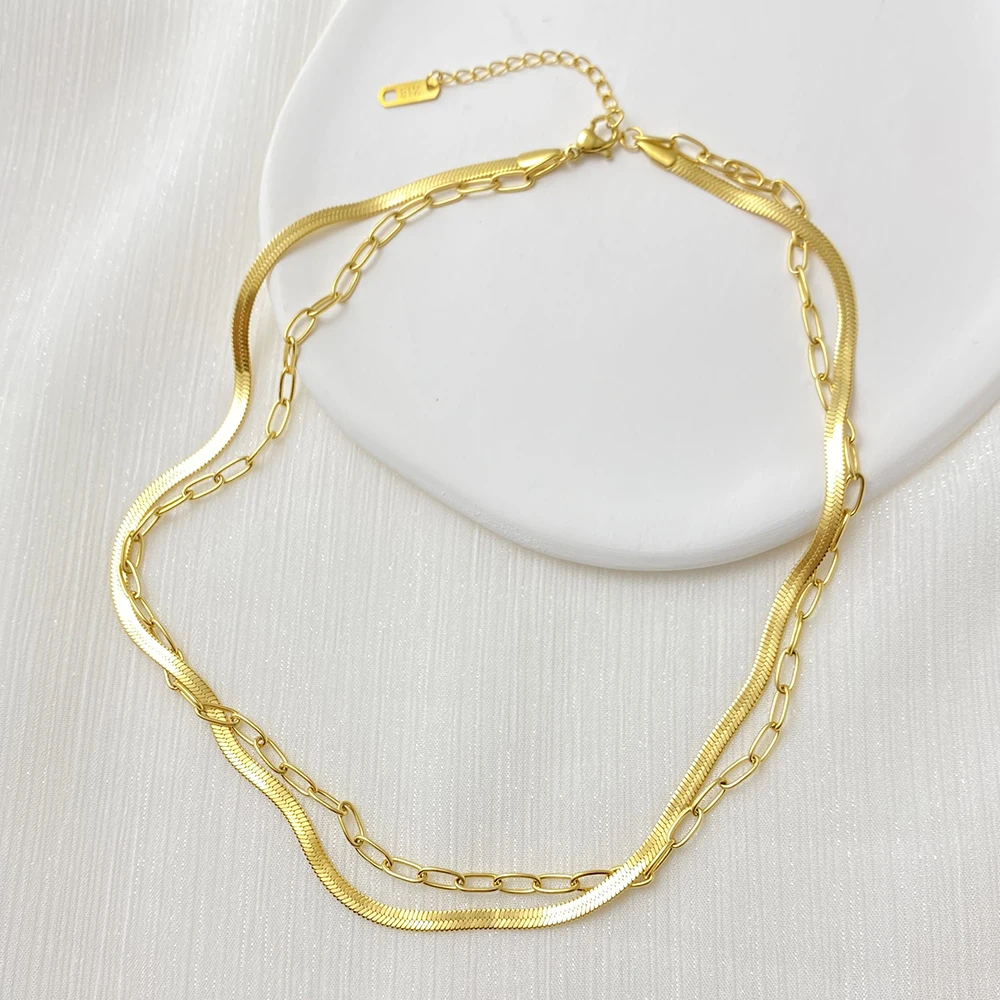 Double Layer Stainless Steel Chain Necklace for Women Woman's Pendant Gold Color Long Link Hiphop Punk Collares Choker Fashion
Double Layer Stainless Steel Chain Necklace for Women Woman's Pendant Gold Color Long Link Hiphop Punk Collares Choker Fashion