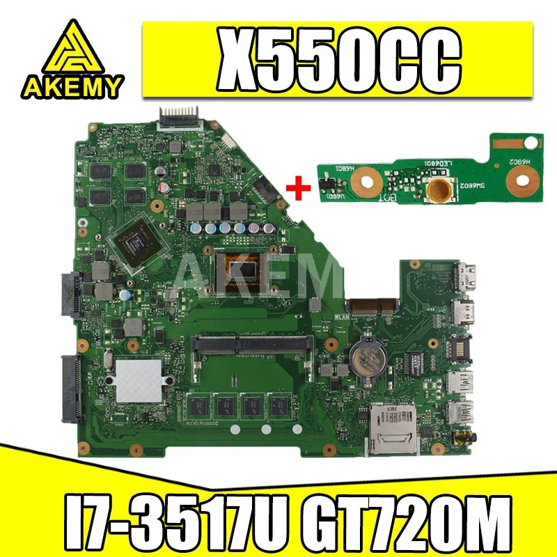 Материнская плата AKemy X550CC для ноутбука ASUS X550CC, A550C, X550CL, R510C, оригинальная материнская плата, 4 ГБ-оперативная память, I7-3517U GT720M
Материнская плата AKemy X550CC для ноутбука ASUS X550CC, A550C, X550CL, R510C, оригинальная материнская плата, 4 ГБ-оперативная память, I7-3517U GT720M