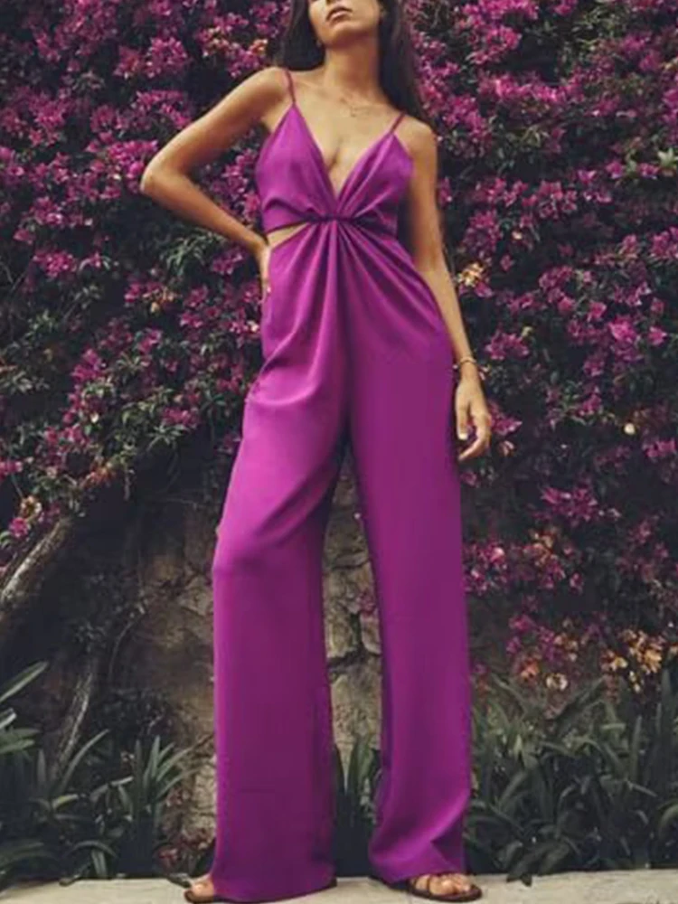 Hollow Out Jumpsuit Woman V Neck Long Jumpsuit for Women Strap Sleeveless Streetwear Jumpsuits Summer Purple Women Outfits
Hollow Out Jumpsuit Woman V Neck Long Jumpsuit for Women Strap Sleeveless Streetwear Jumpsuits Summer Purple Women Outfits