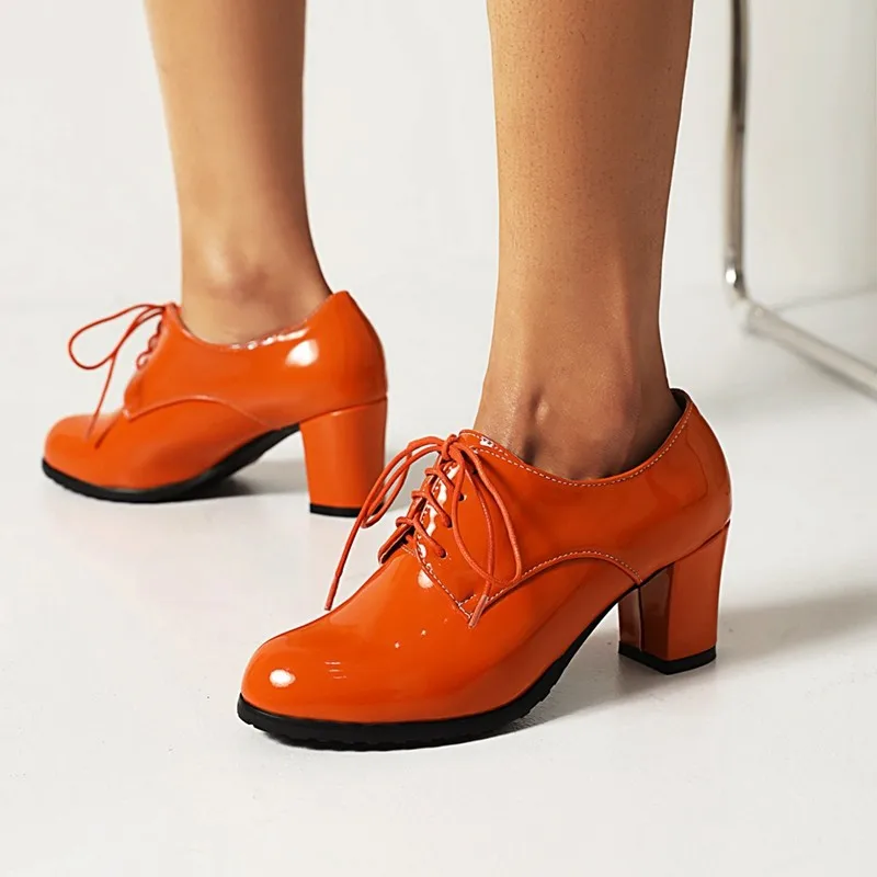 2022 Women Pumps Patent Leather Oxford Shoes Lace Up Chunky High Heel Shoes Round Toe Office Ladies All Match Work Pumps Size 43
2022 Women Pumps Patent Leather Oxford Shoes Lace Up Chunky High Heel Shoes Round Toe Office Ladies All Match Work Pumps Size 43